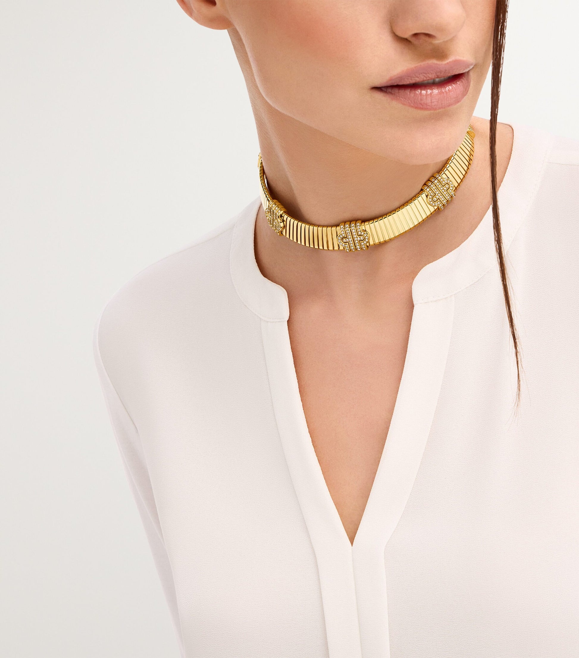 Yellow Gold and Diamond Tubogas Necklace