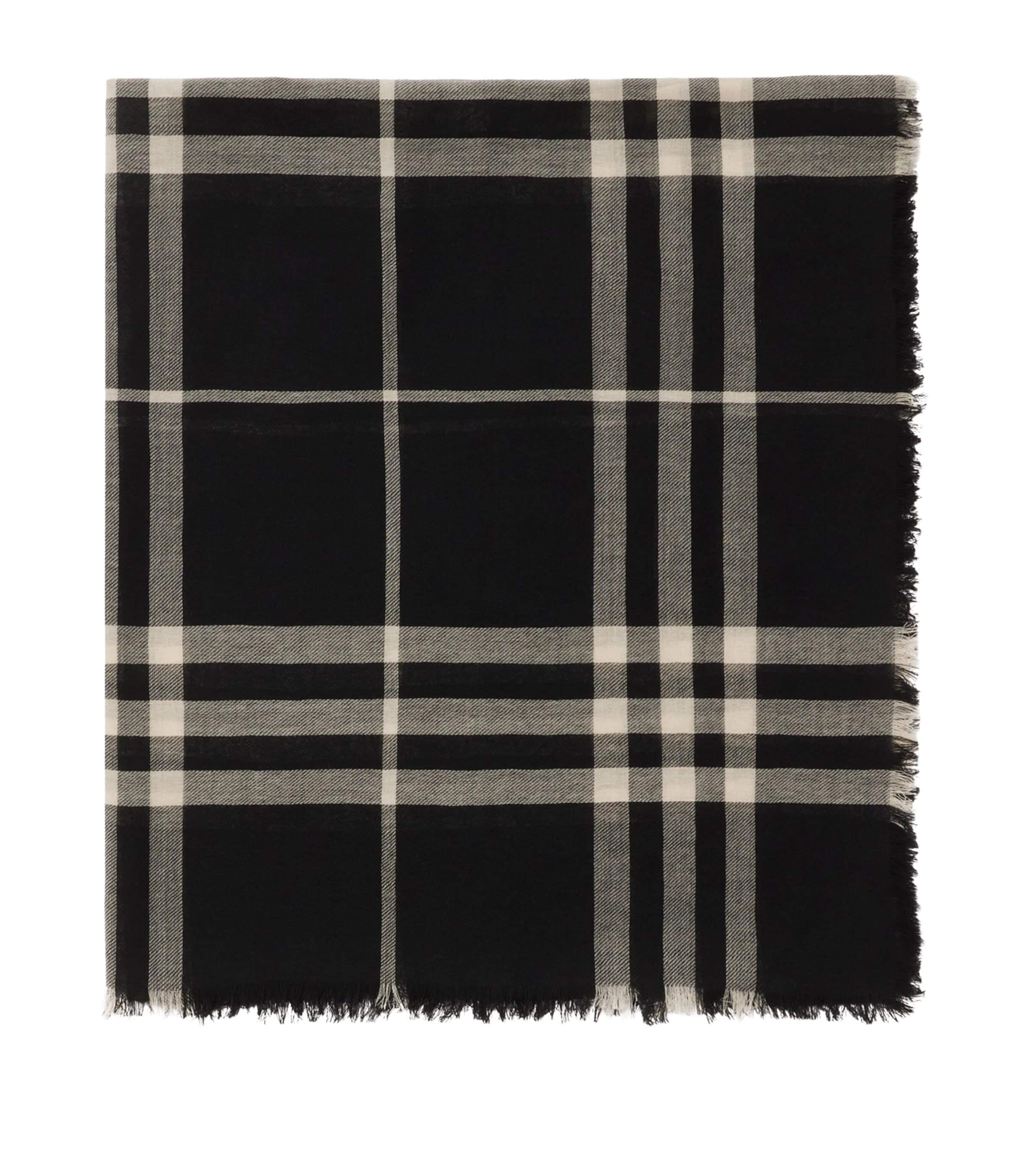 Wool Wide Check Scarf BLACK/CALICO IP CHK