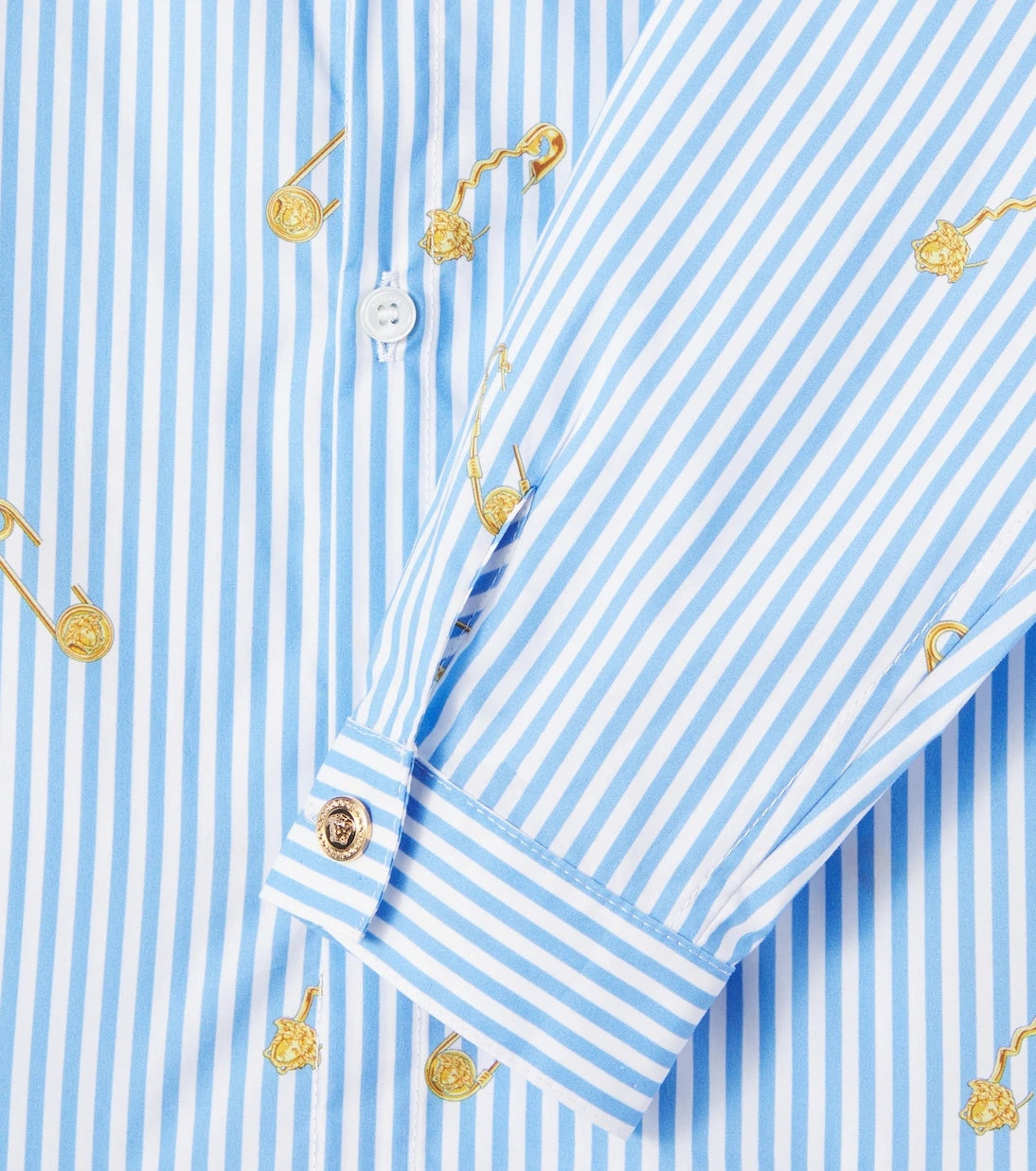 Versace Kids - Safety Pin Bengal stripe cotton shirt