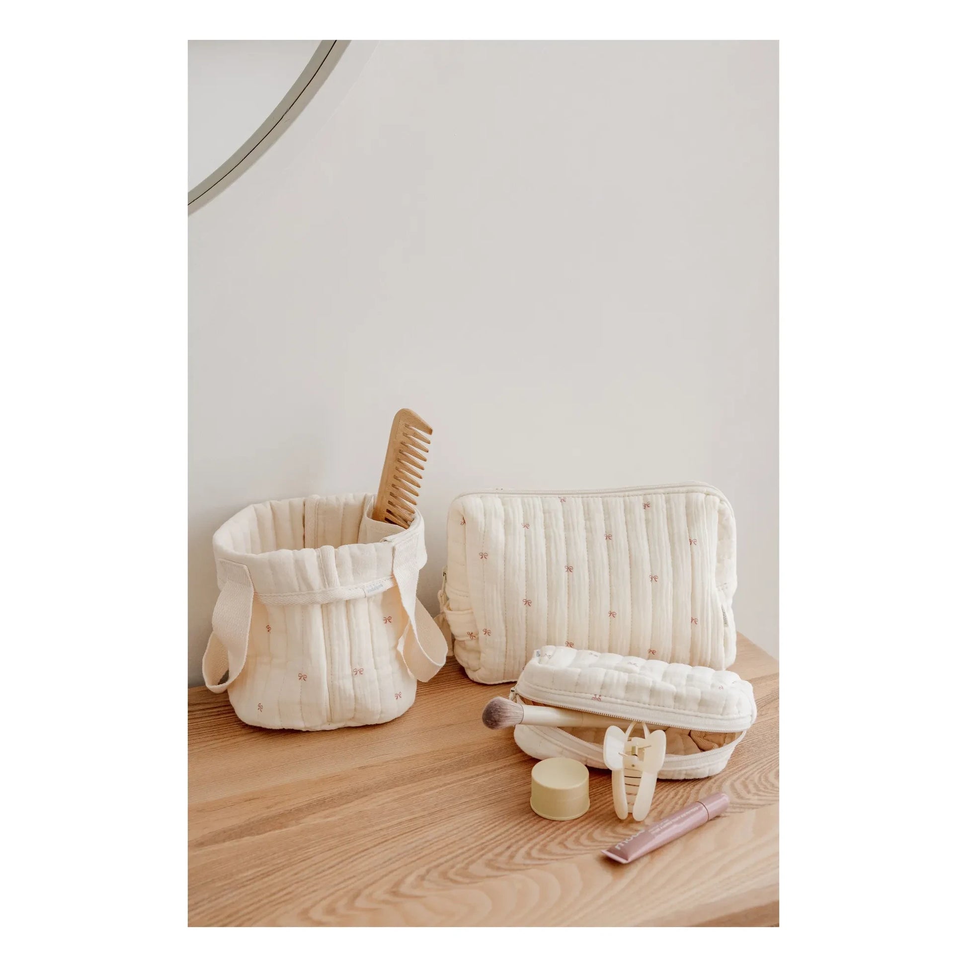 Soft Spot - Ribbon storage basket in organic cotton | Ecru