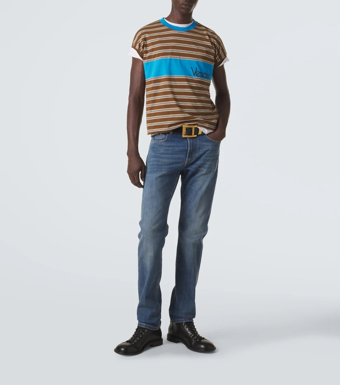Versace - Logo striped cotton T-shirt