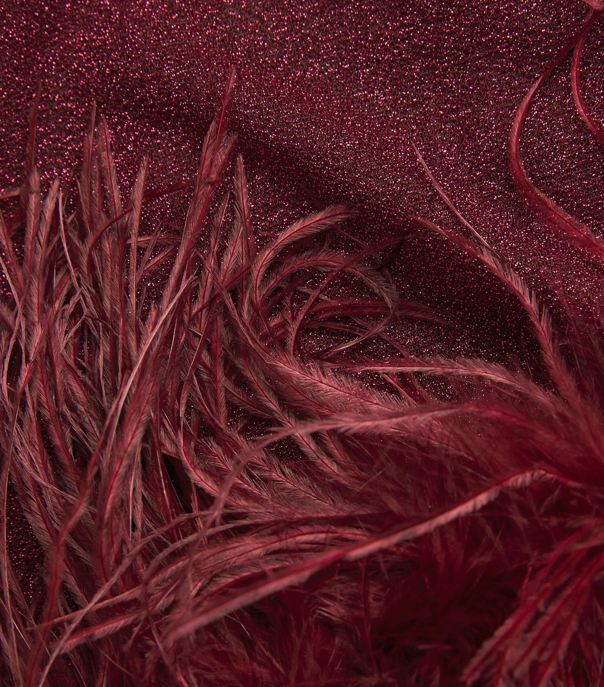 Oséree Burgundy Lumière Feather Mini Dress