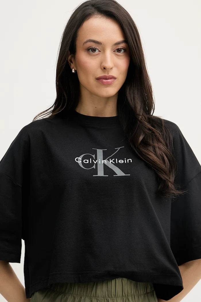 Calvin Klein Jeans къс топ дамски от памук