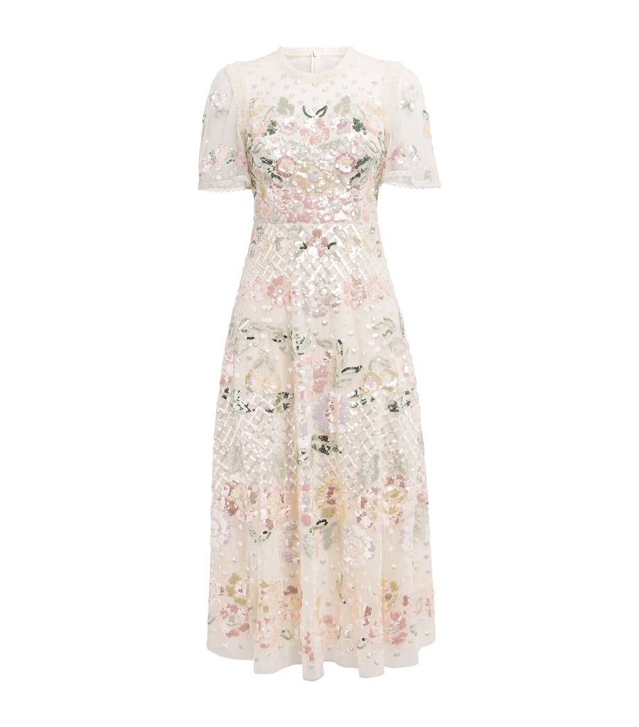 Needle & Thread Ivory Embellished Rosalie Ballerina Midi Dress