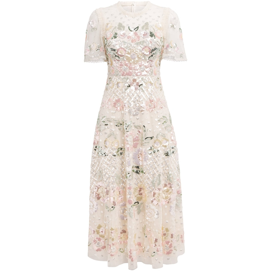 Needle & Thread Ivory Embellished Rosalie Ballerina Midi Dress