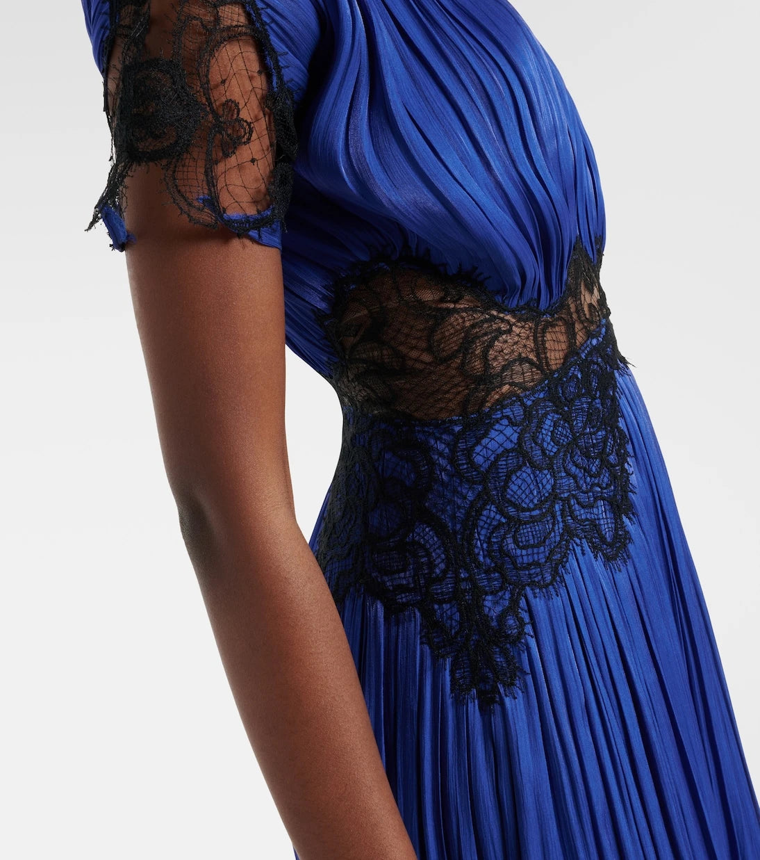 Costarellos - Lace-trimmed Lurex georgette gown