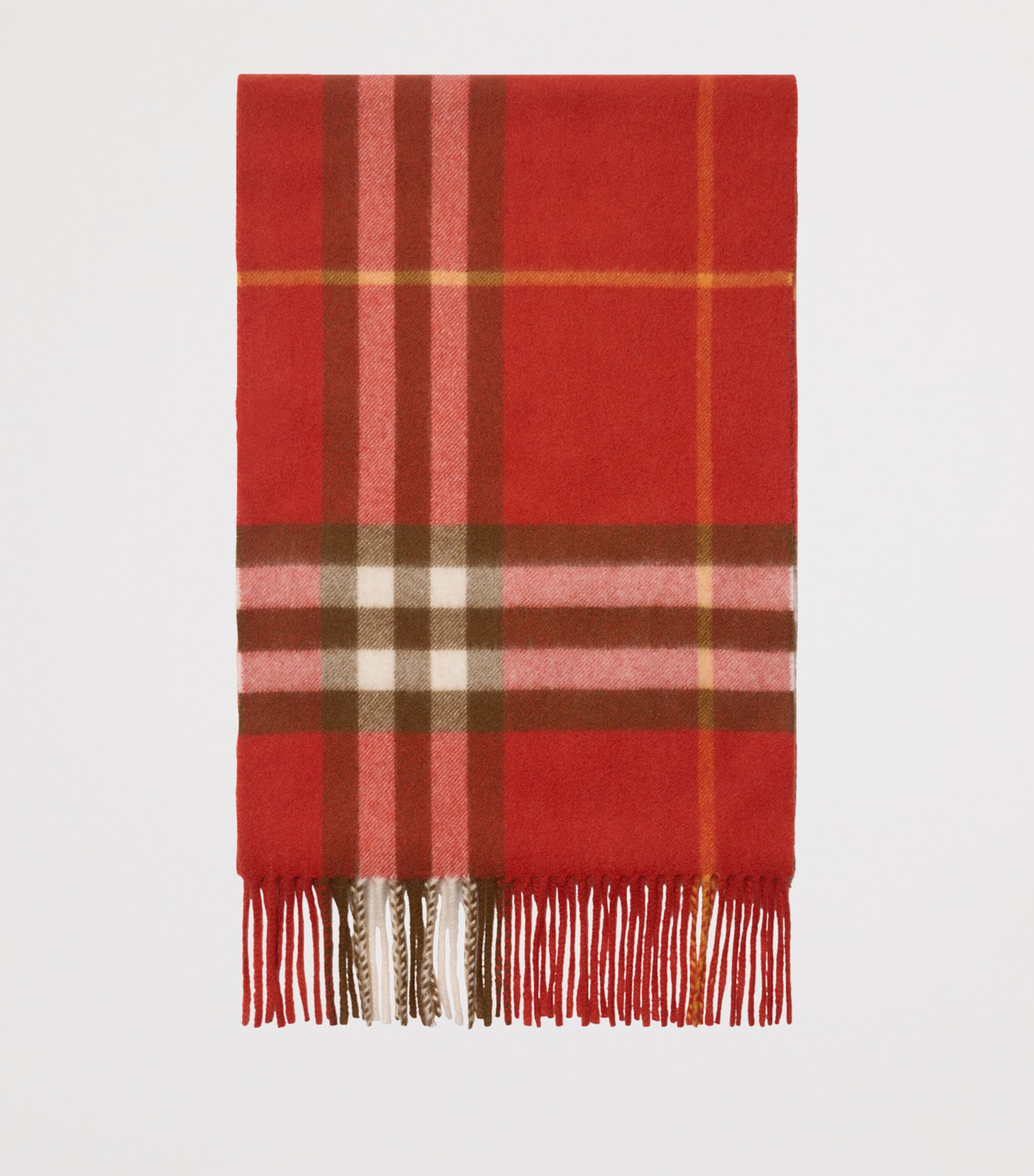 Burberry Red Cashmere Check Scarf