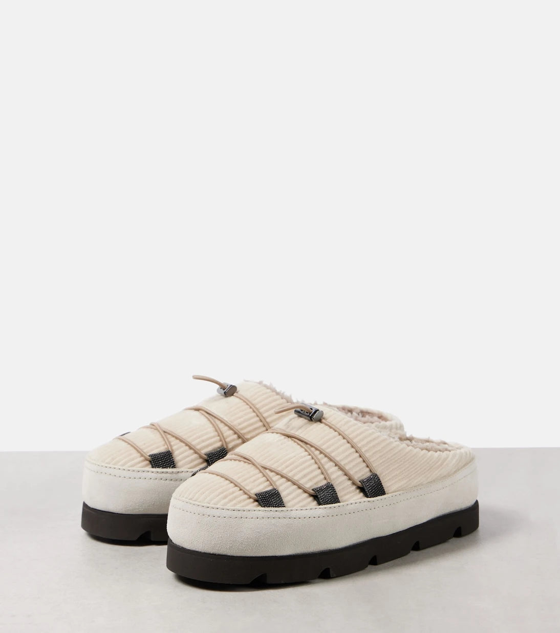Brunello Cucinelli - Chunky shearling-lined slippers
