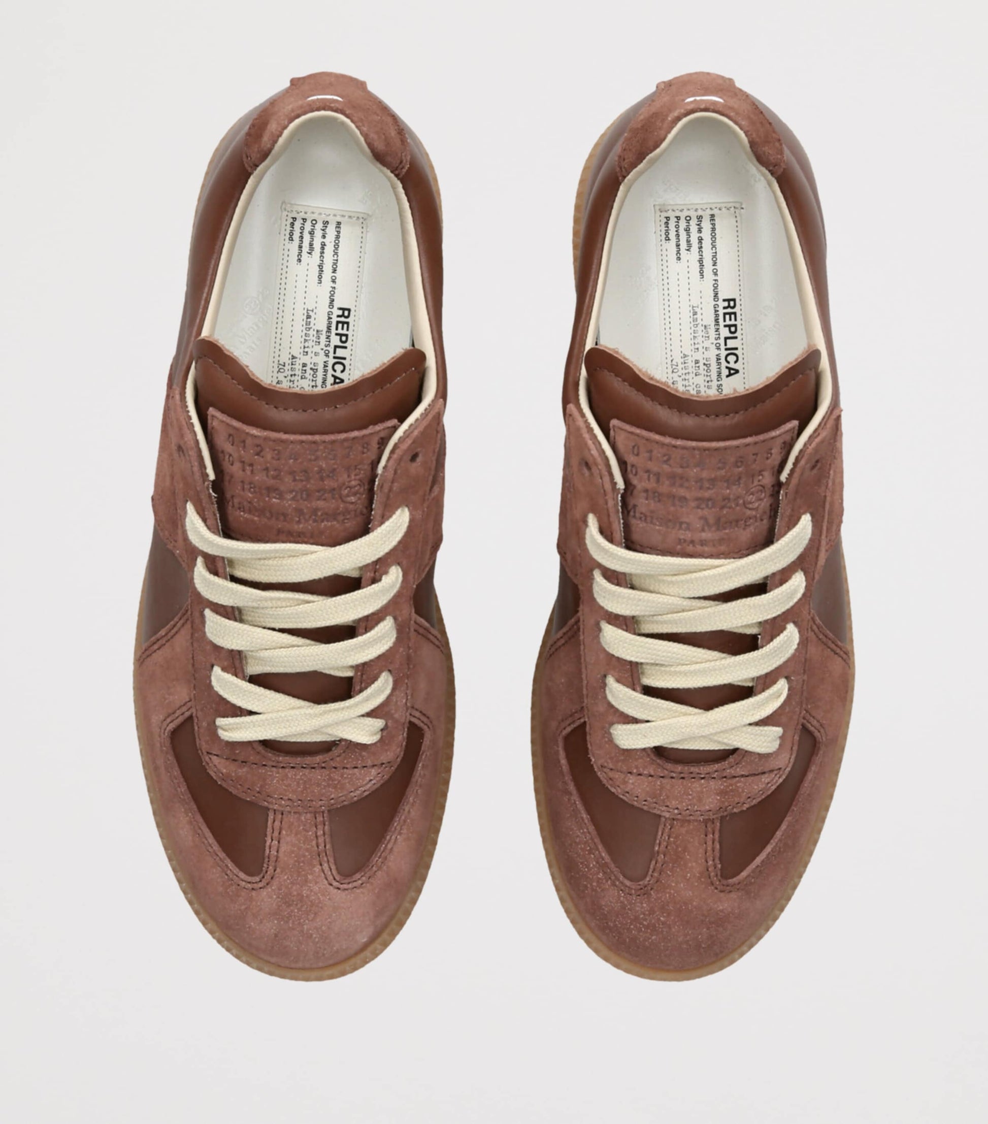 Beige Leather Replica Sneakers
