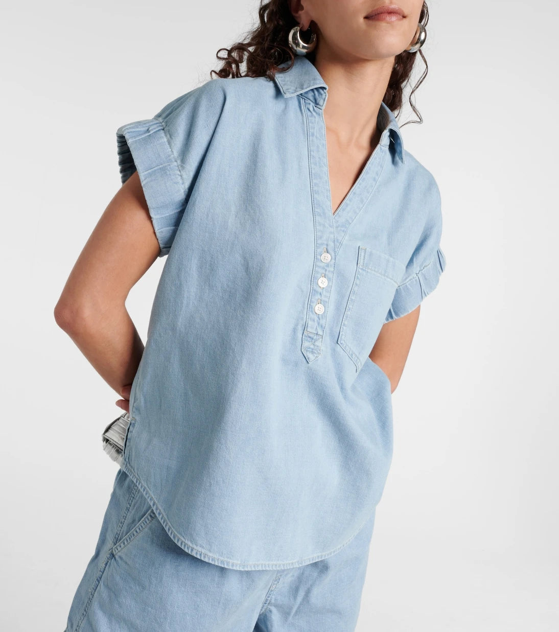 Veronica Beard - Almera cotton chambray top
