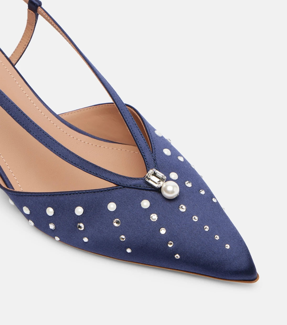Malone Souliers - Moore 40 embellished satin slingback pumps
