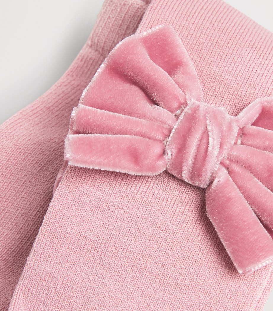 Meia Pata Velvet-Bow Knee-High Socks