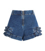 Sandro Paris Blue Denim Ruffle Shorts