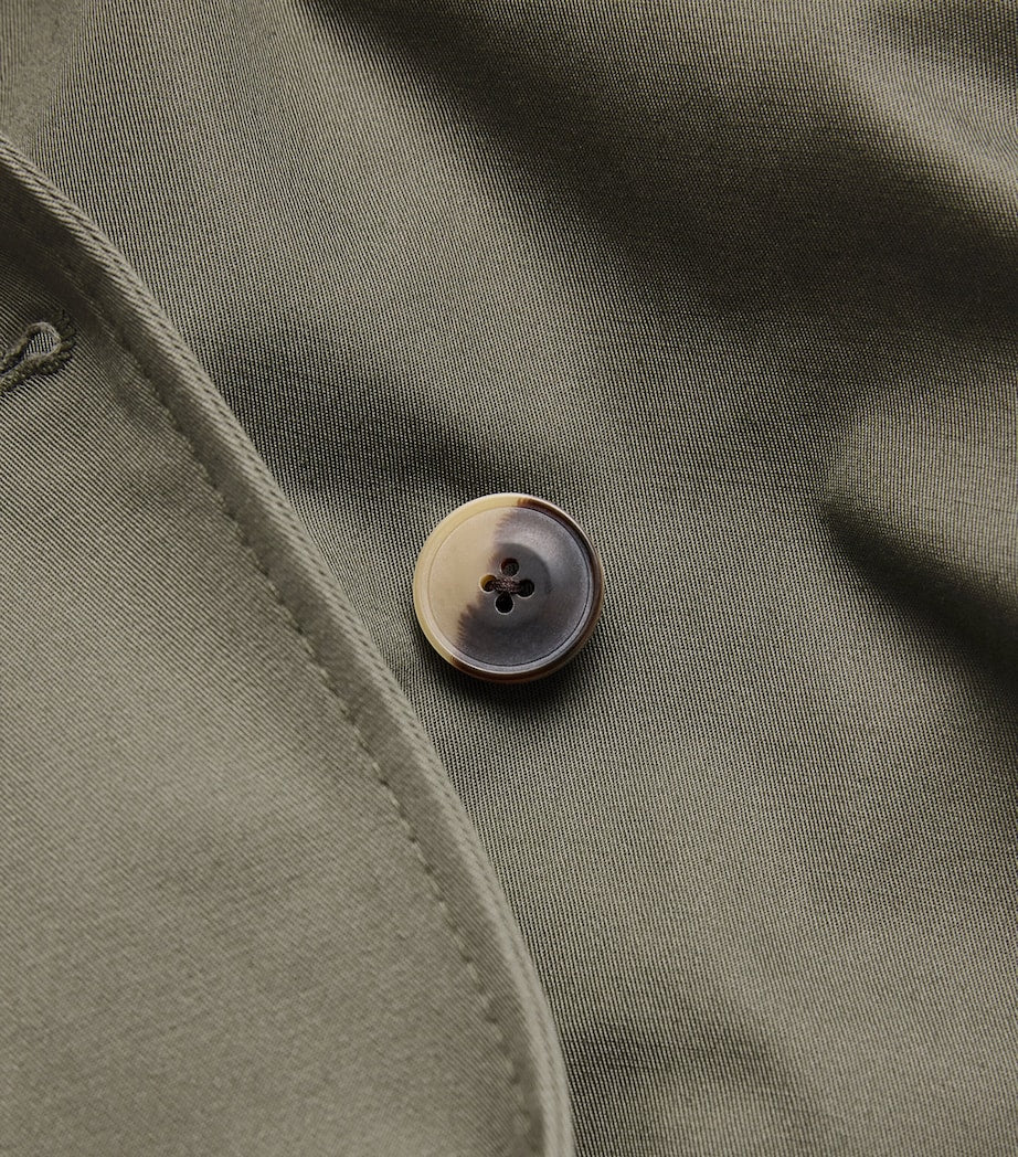 Green Cotton Short Trench Coat