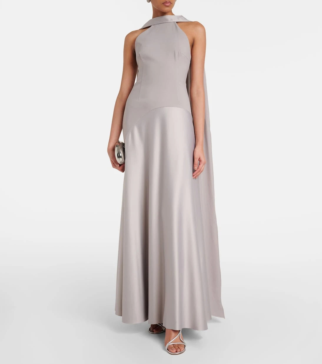 Solace London - Cece satin and crêpe gown