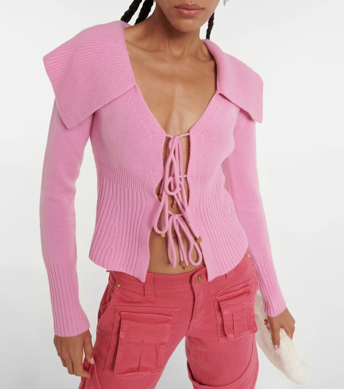 Blumarine - Ribbed-knit wool and cashmere cardigan