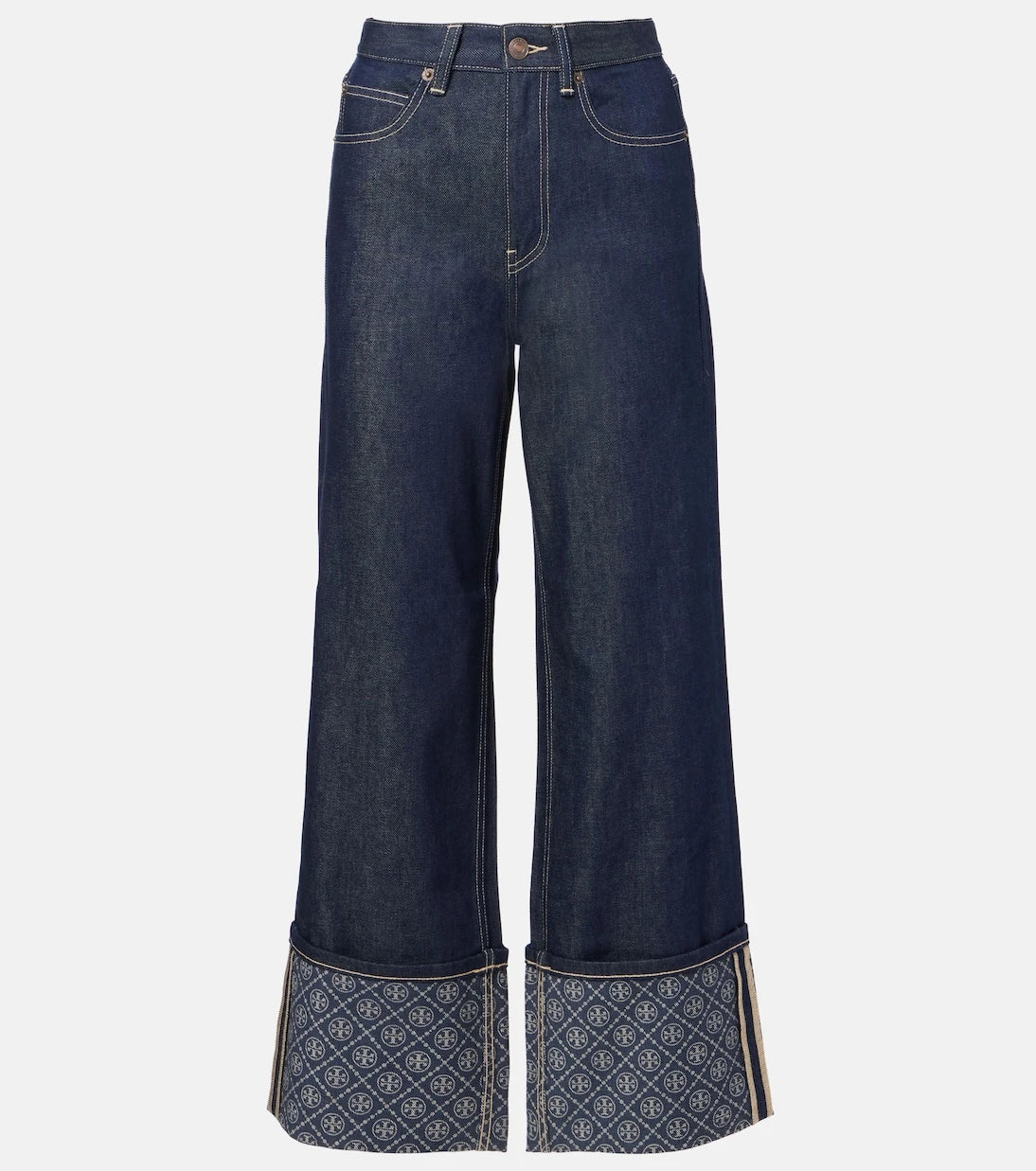 Tory Burch - Monogram wide-leg jeans
