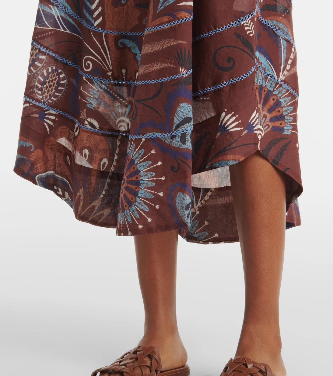Farm Rio - Delicate Garden Brown printed maxi dress