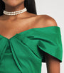 Rebecca Vallance Green Off-The-Shoulder Bailey Mini Dress