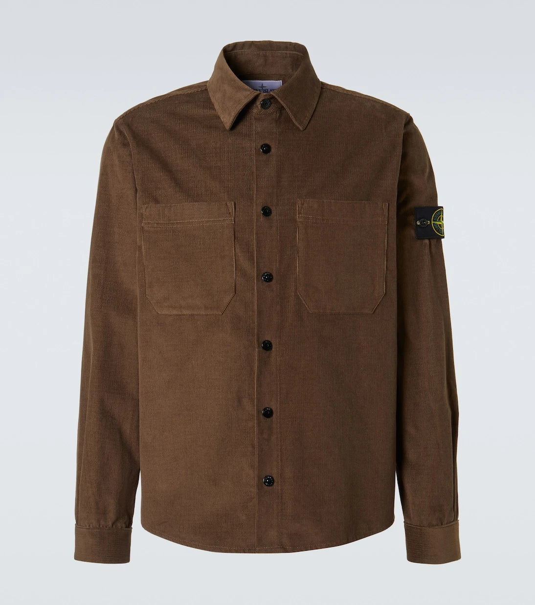 Stone Island - قميص خفيف بقَصّة فضفاضة من قماش الكوردروي القطني بشعار البوصلة