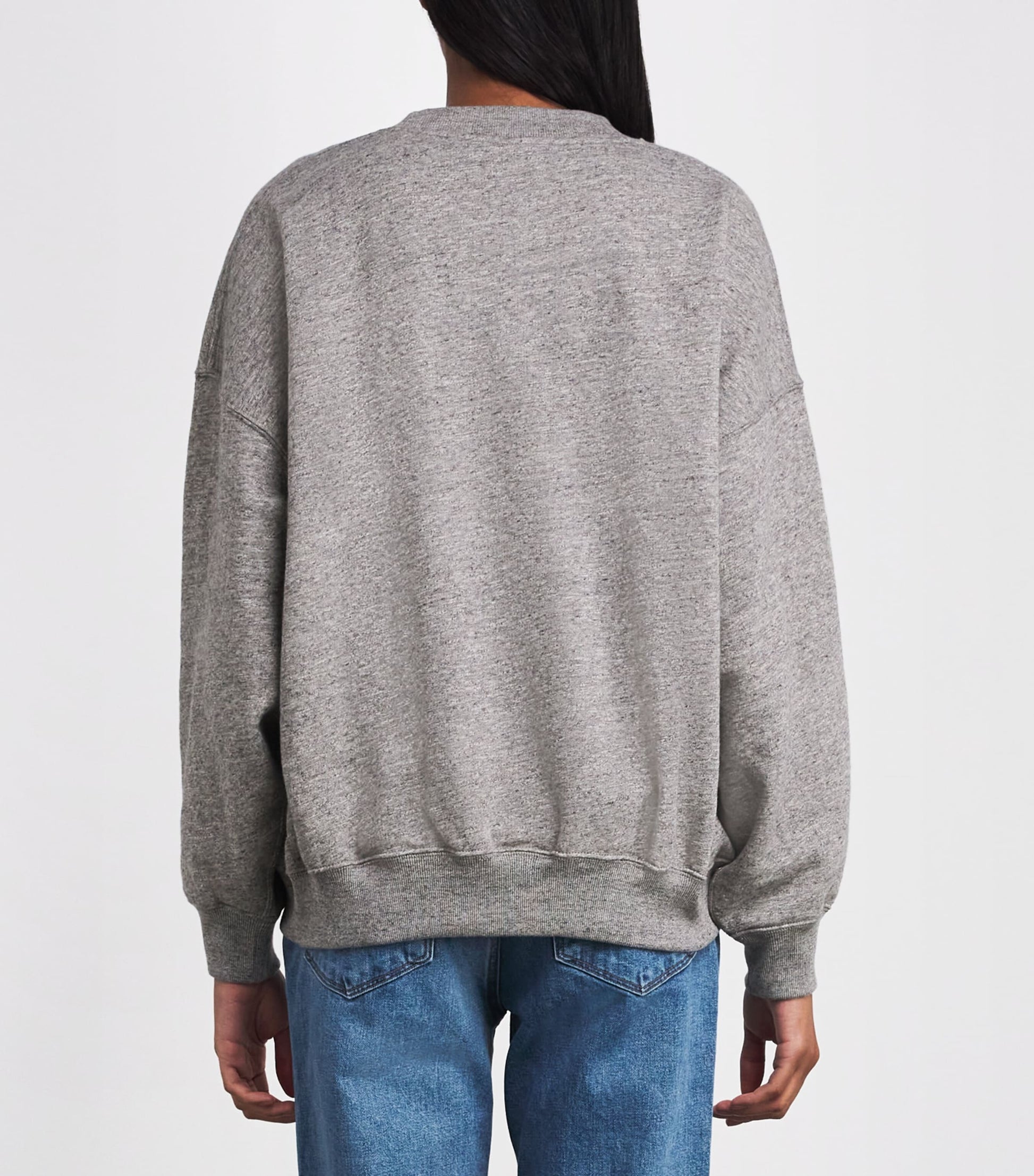 Grey Fleece Crest-Embroidered Sweatshirt