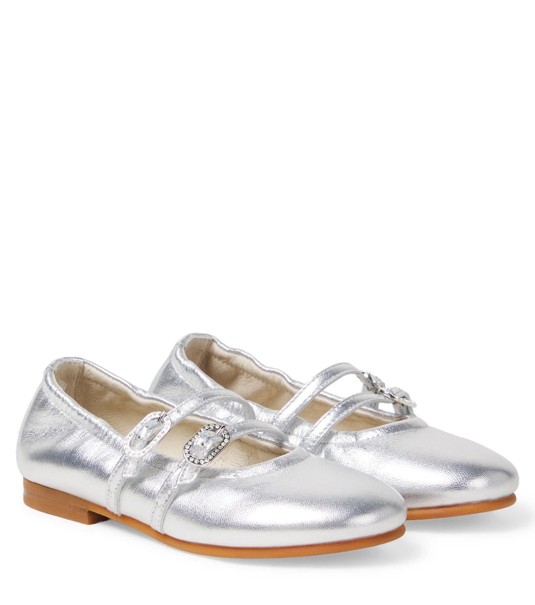 Il Gufo - Metallic leather Mary Jane flats