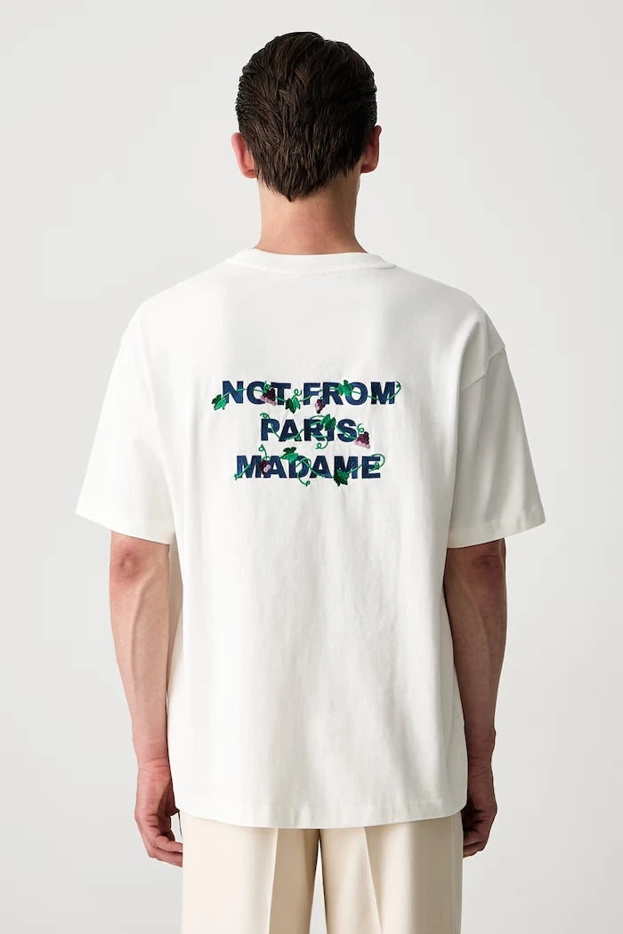 Drôle de Monsieur Erkek Pamuklu Tişört Vine Embroidered Slogan