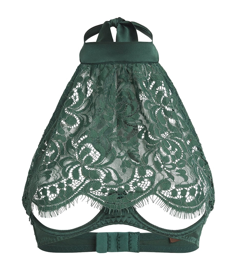Lace Overlay Isara Halterneck Bra DEEP GREEN