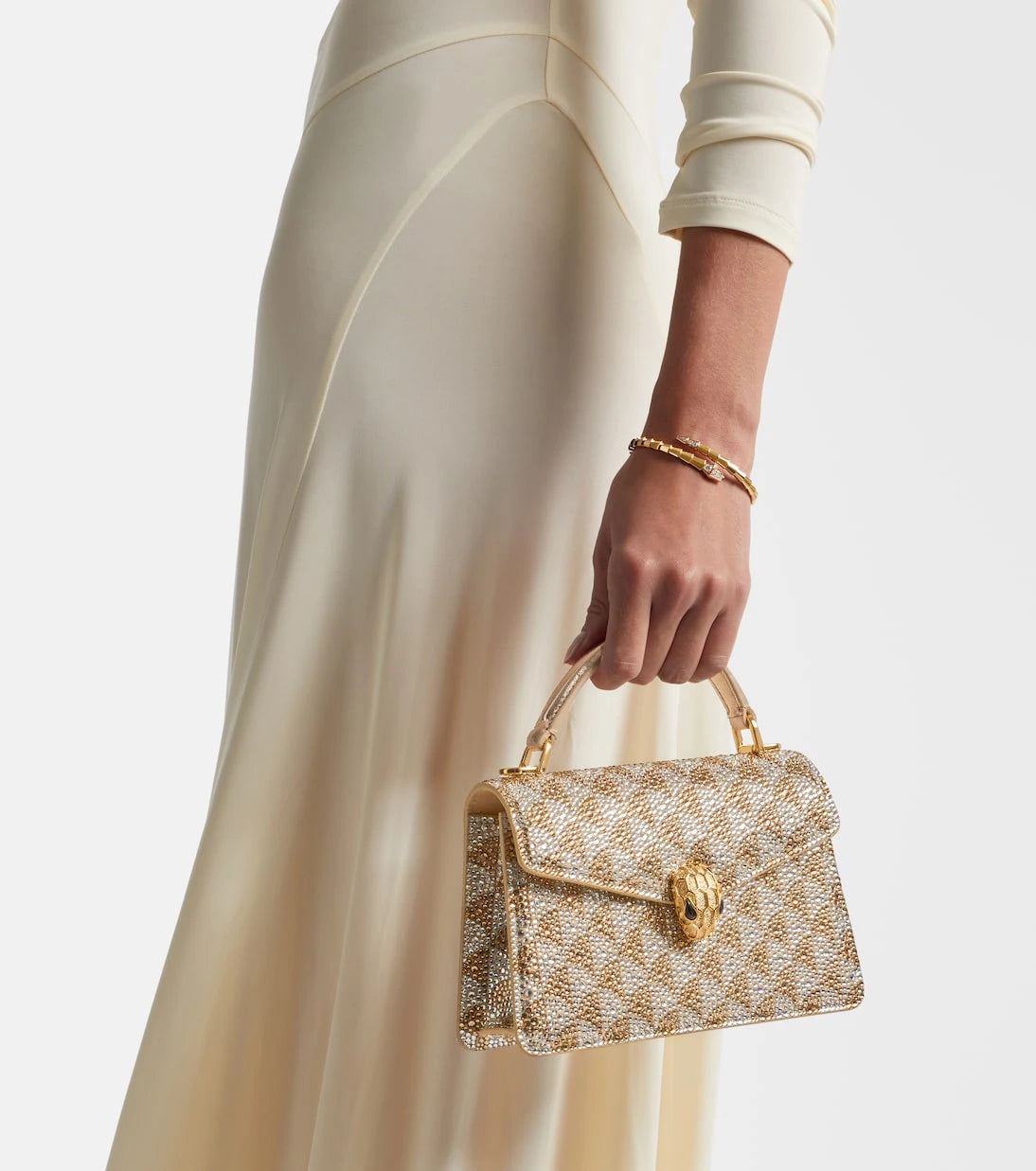 Bvlgari - Serpenti Forever Mini embellished suede top-handle bag