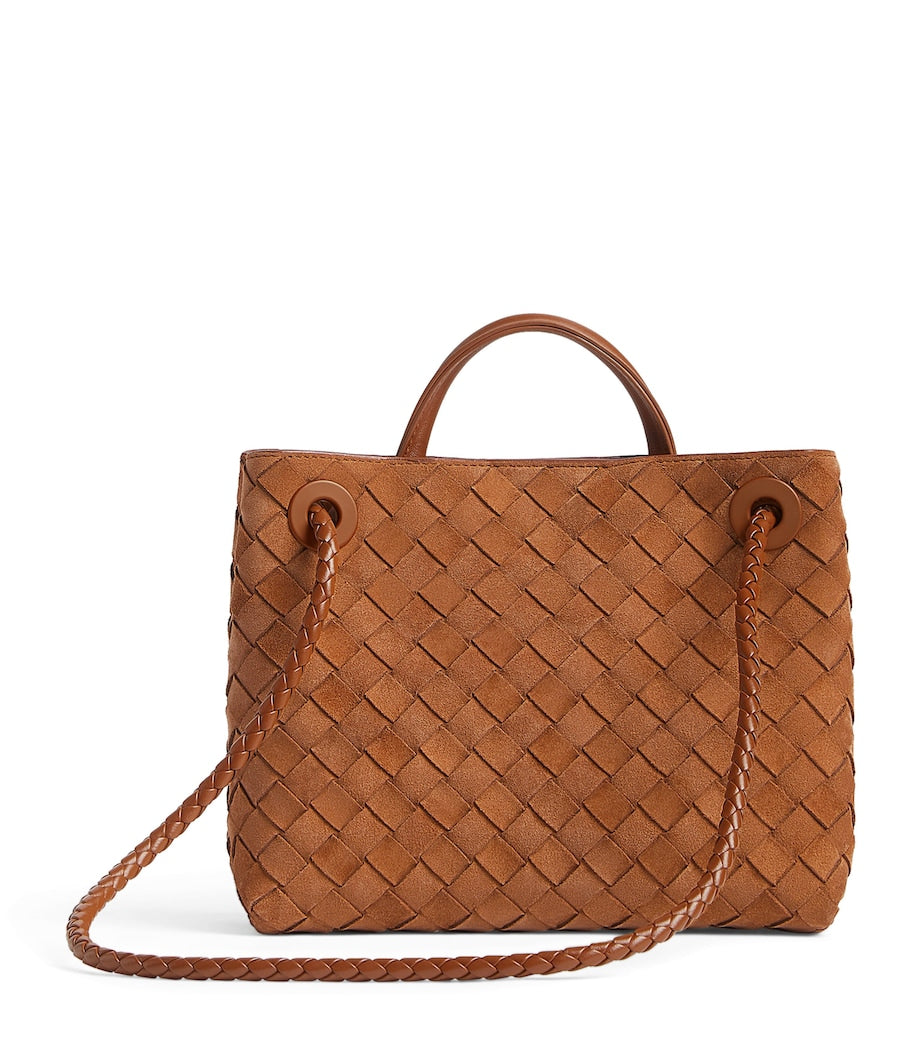 Bottega Veneta Brown Small Suede Andiamo Top-Handle Bag