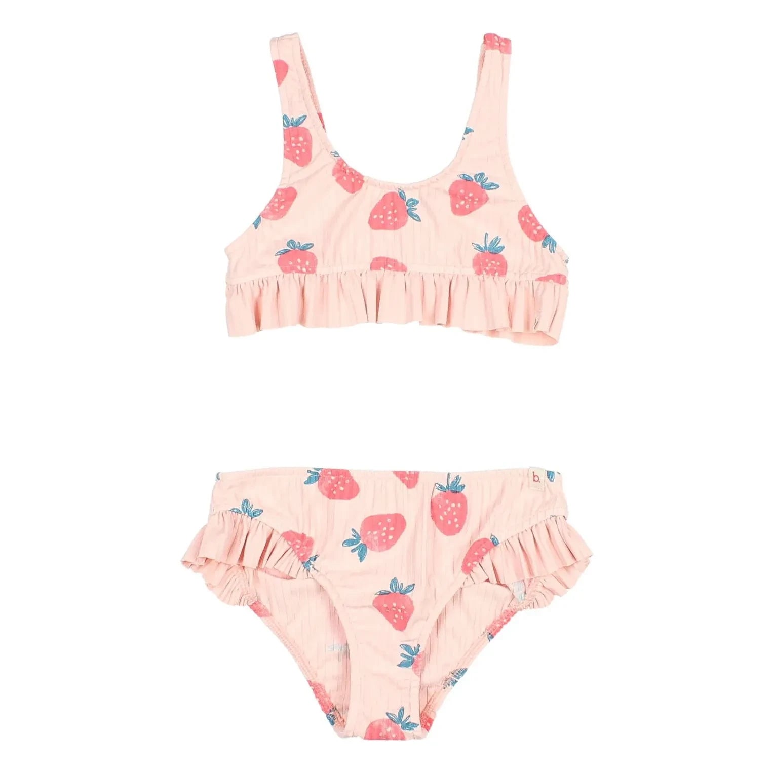 Búho - Strawberry Ribbed Ruffle Swimsuit | Pale Pink