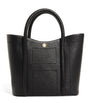 Black Grab Leather Rope Tote Bag