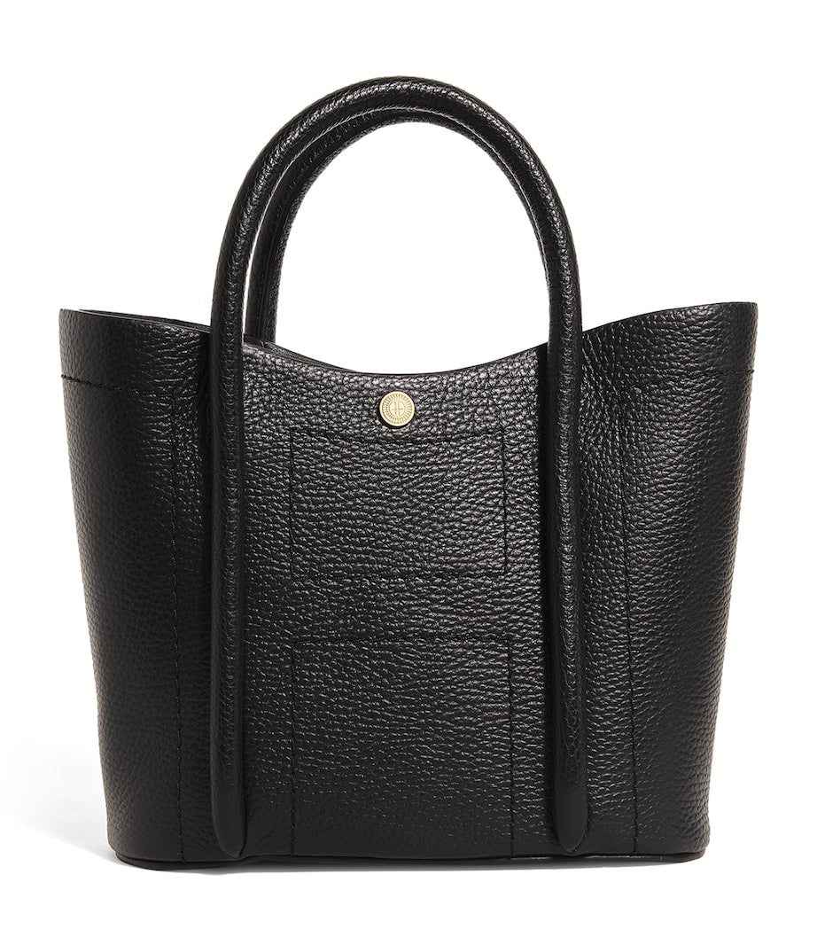 Black Grab Leather Rope Tote Bag