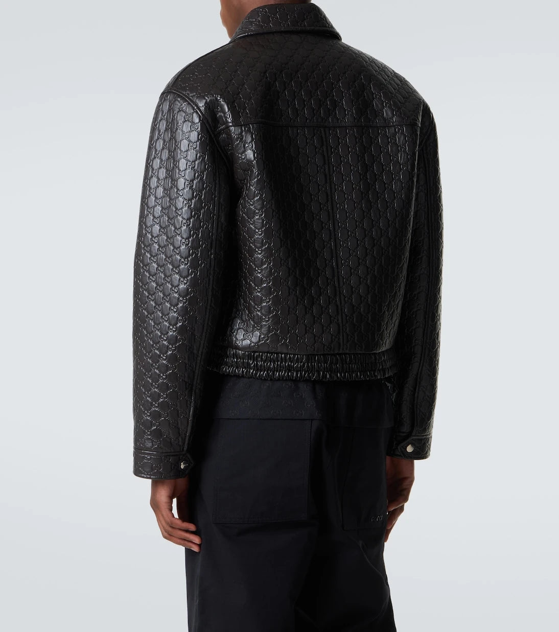 Gucci - GG debossed leather blouson jacket