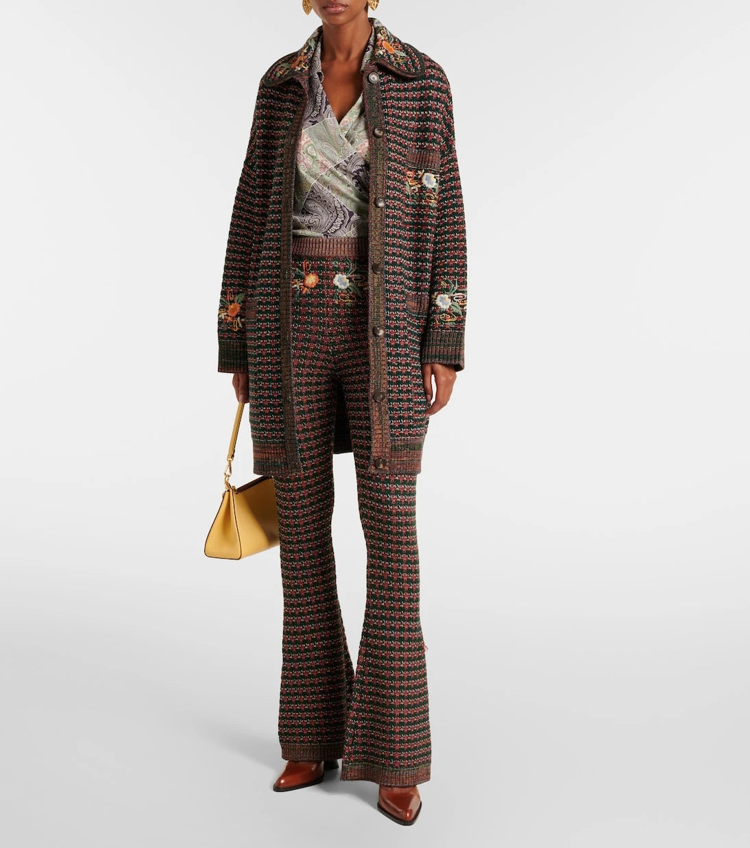 Etro - Embroidered high-rise flared pants