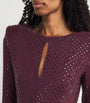 Self-Portrait Burgundy Crystal Long-Sleeve Maxi Dress
