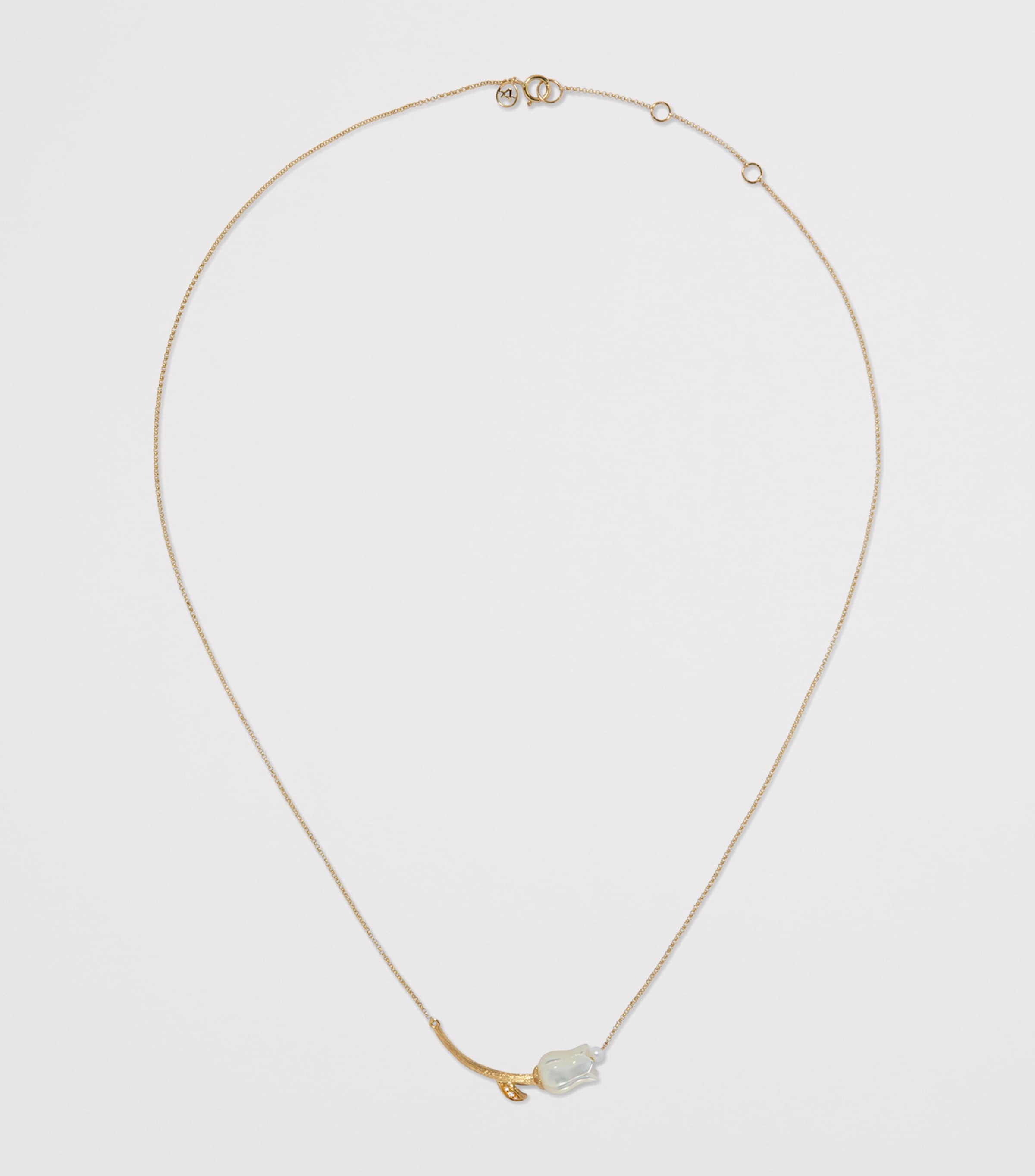 Annoushka Yellow Gold, Diamond and Pearl Tulips Chain Necklace