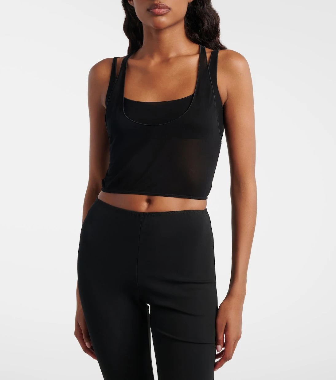 Gucci - Layered semi-sheer crêpe jersey top