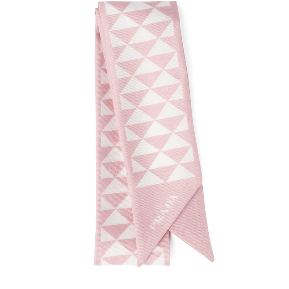 Prada Pink Silk Triangle Skinny Scarf