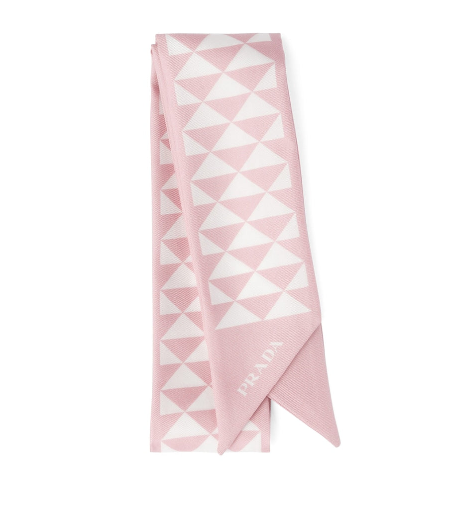 Prada Pink Silk Triangle Skinny Scarf