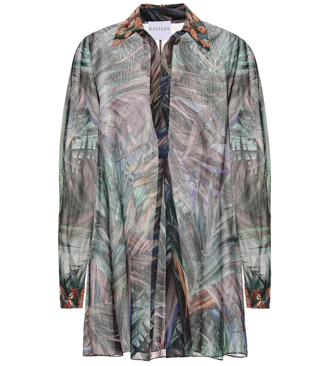 Halpern - Printed georgette lamé shirt dress