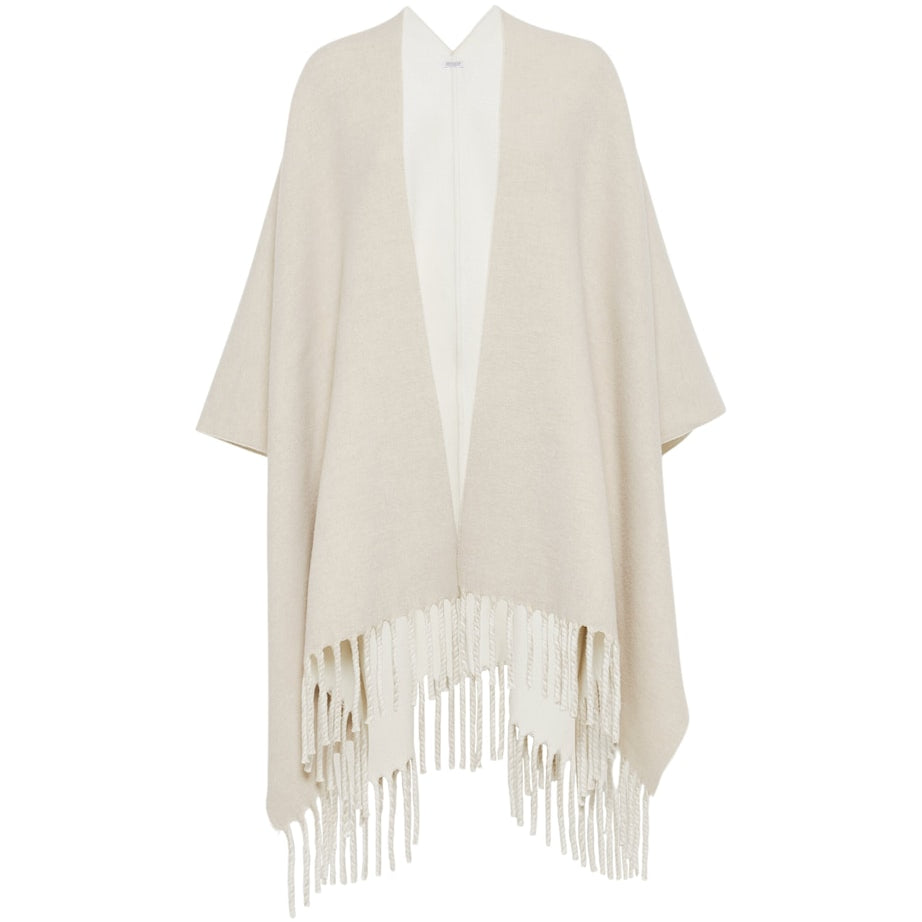 Brunello Cucinelli White Wool-Cashmere Reversible Poncho