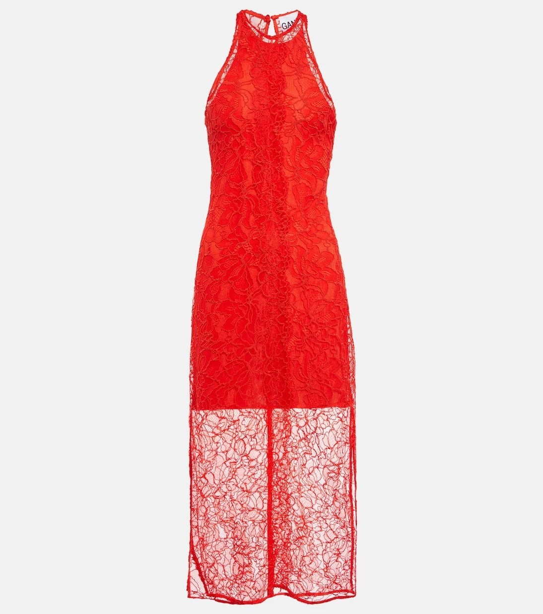 Ganni - Halterneck lace midi dress