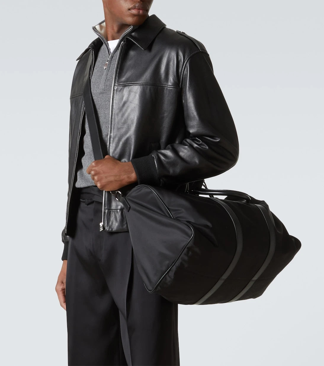 Kiton - Leather-trimmed duffel bag