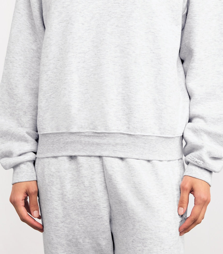 Skims Grey Cotton-Blend Fleece Classic Sweatshirt