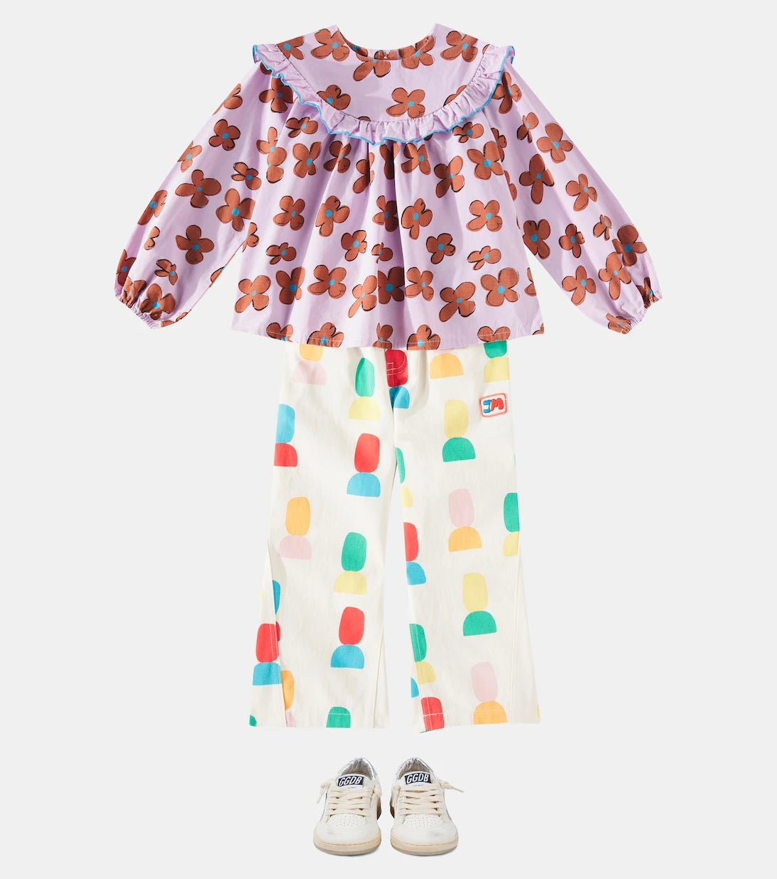 Jellymallow - Flower ruffled cotton blouse