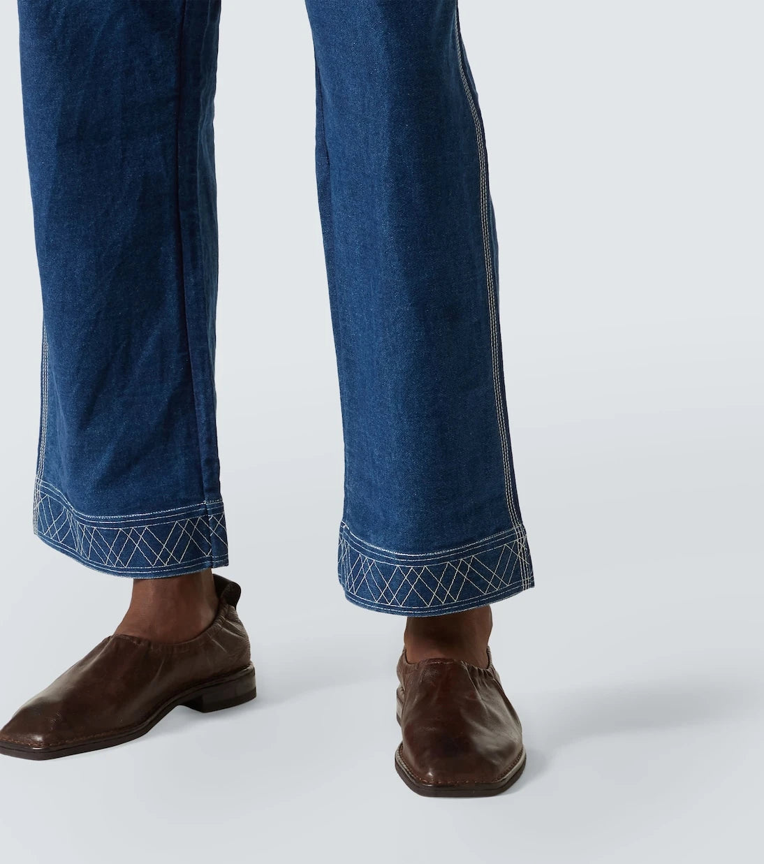 Bode - Knolly Brook embroidered wide-leg jeans
