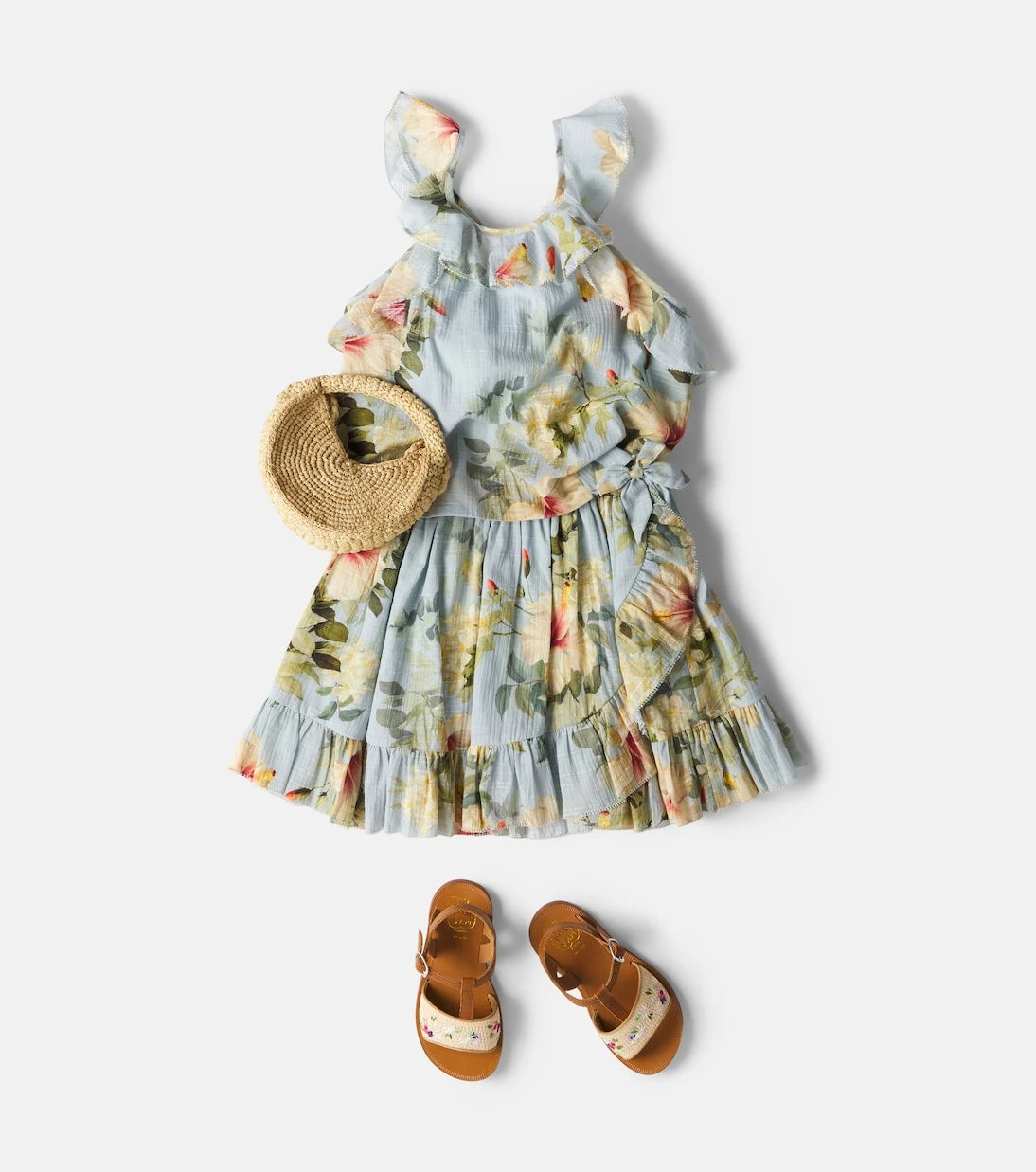 Zimmermann Kids - Mahon floral ruffled cotton tank top