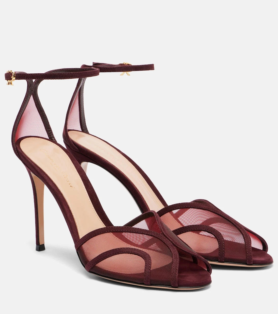 Gianvito Rossi - صندل 95 من الشمواه والشبك