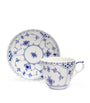 Royal Copenhagen Blue Fluted Half Lace Teacup and Saucer